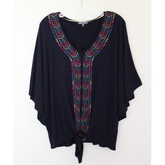 NWOT Plus Democracy Navy Embroidered Top Size 1X - Picture 2 of 9